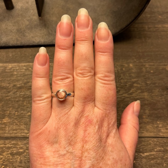 Peach Oregon Sunstone Sterling Ring - Picture 2 of 8